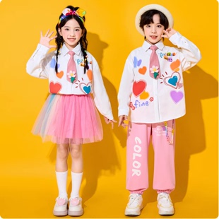 六一儿童啦啦队演出服小学生秋运动会衬衫套装幼儿园园服合唱班服