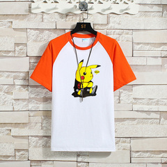 New short sleeve T-shirt for men's stitching and color contrast