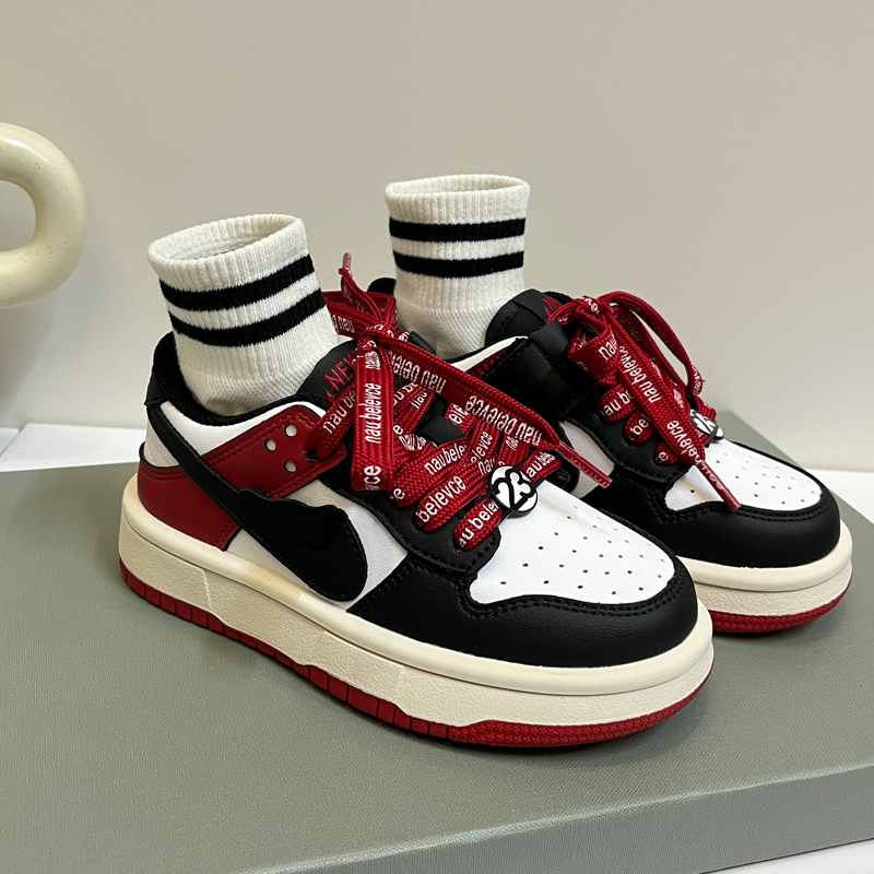 百搭秋款！免系带真皮学生板鞋