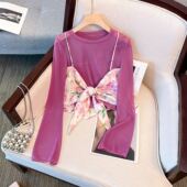 设计感小众紫色碎花吊带T恤女 新款 甜美辣修身 妹洋气减龄上衣夏季