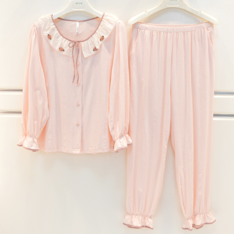 妮可雅睡衣2025春夏薄款女士纯棉针织甜美淑女长袖可爱宽松家居服