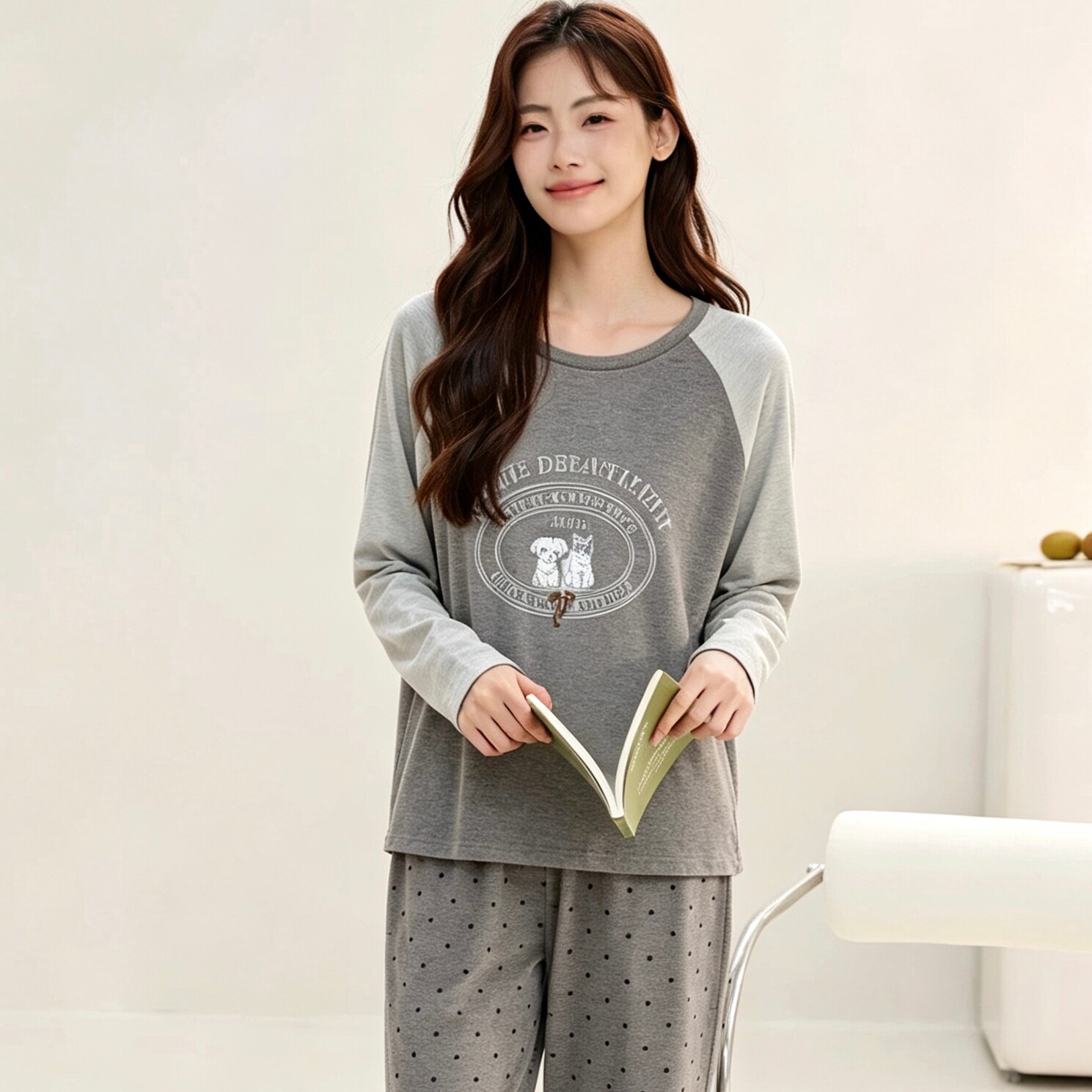 佰伦熊女秋多利绒家居服套装