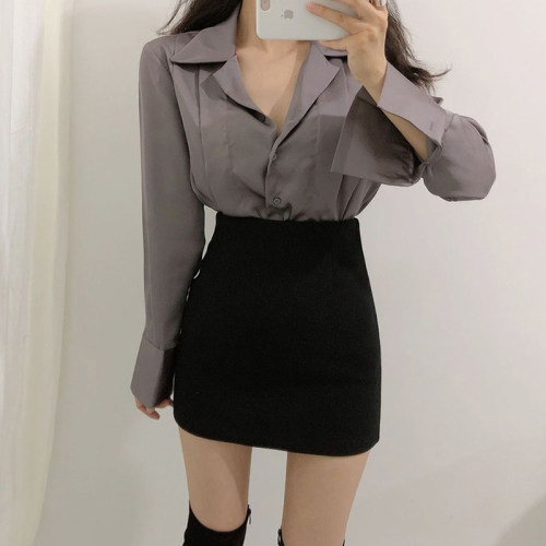 短裙女春秋高腰显瘦毛呢半身裙冬
