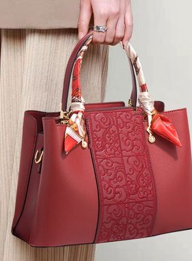 香港妈妈包结婚包包新娘包红色中年喜婆婆婚礼手提包女软皮高级感