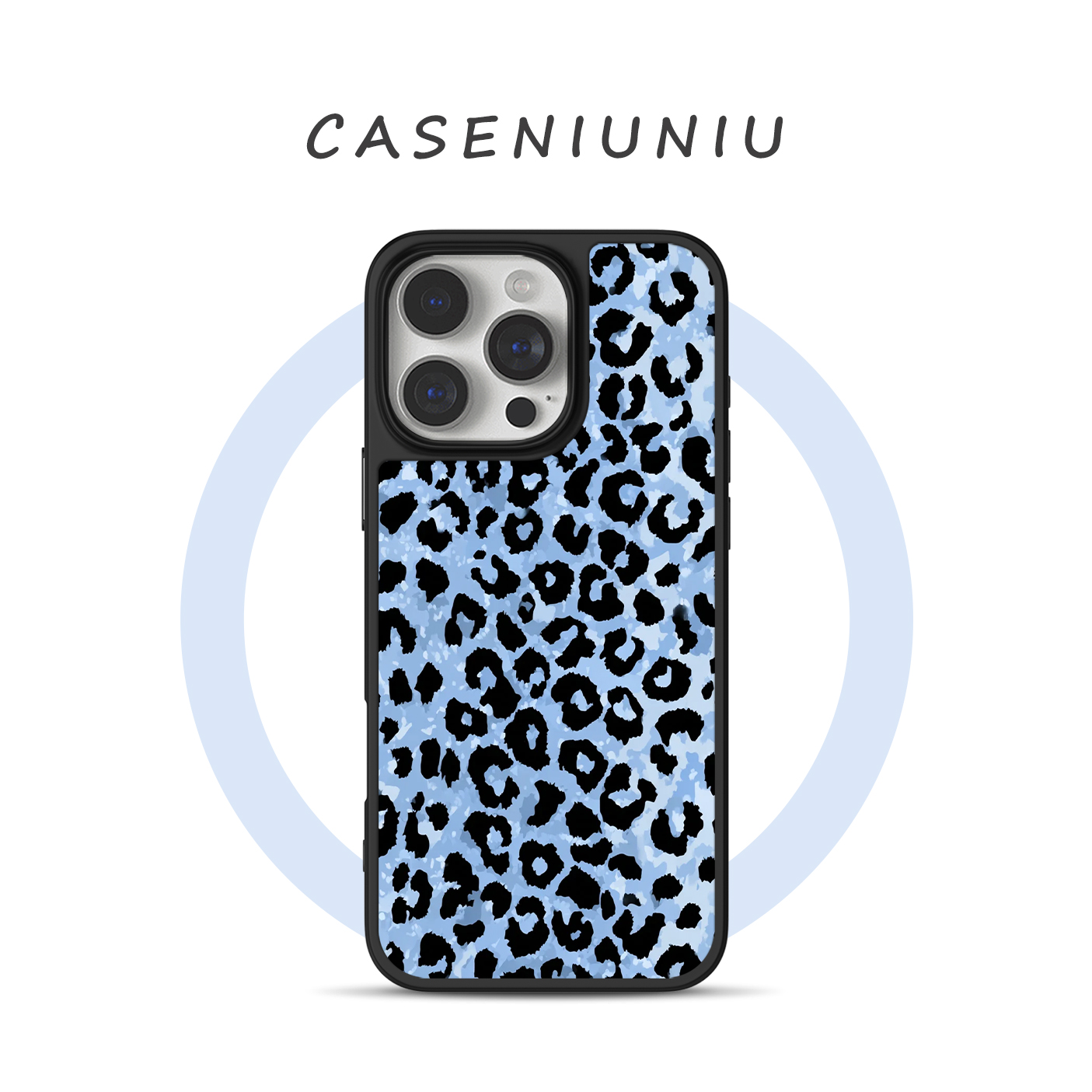 冰川蓝色豹纹 适用苹果华为小米手机壳磁吸iPhone17promax新款16小众高级感15艺术14不撞款13设计手机壳防摔