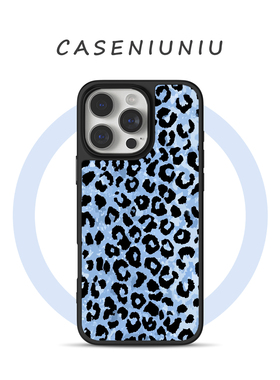 冰川蓝色豹纹 适用苹果华为小米手机壳磁吸iPhone17promax新款16小众高级感15艺术14不撞款13设计手机壳防摔