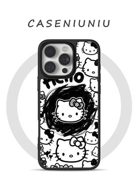 ins漫画凯蒂猫kitty适用苹果华为小米手机壳磁吸iPhone17promax新款16复古暗黑15小众高级14卡通13手机壳防摔