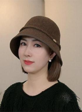 新款高品质赫本风盆帽保暖春秋季渔夫帽百搭复古法式显脸小礼帽女