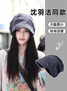 新款街头堆堆帽子女秋季大头围显脸小包头帽坐月子保暖套头冷帽潮