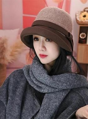 渔夫帽女秋冬天2025新款毛呢妈妈奶奶盆帽保暖时尚洋气中老年帽子