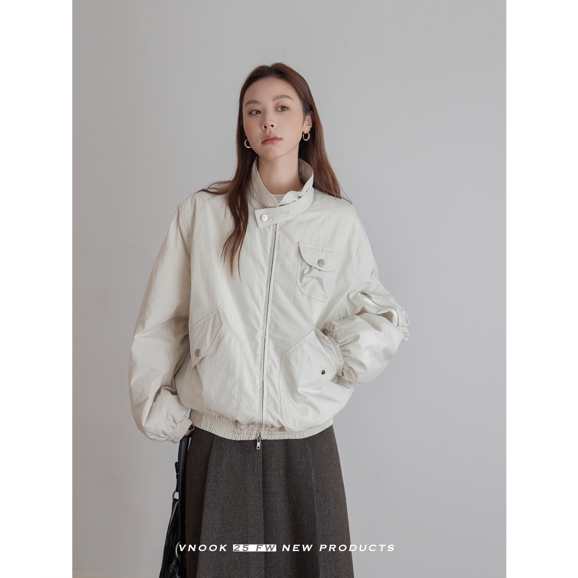 宽松短款飞行员棉服夹克