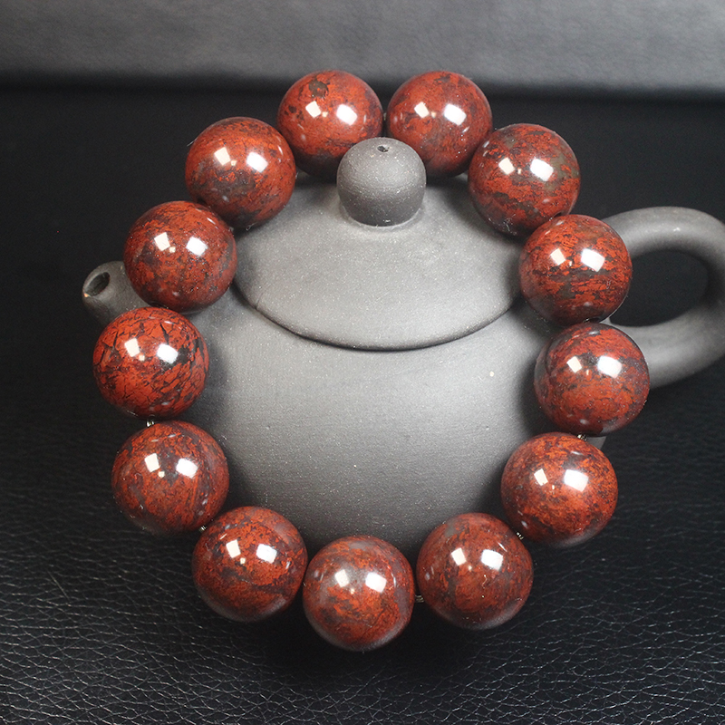 桂林鸡血玉大红袍手串