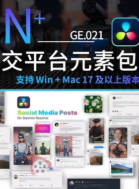 达芬奇模板预设 社交媒体交友平台元素包装动画SocialMedia Posts