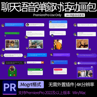 手机短信社交聊天语音视频弹窗对话动画包 pr模板 pr素材模板