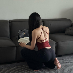 闭眼入！美背运动背心带胸垫细带交叉健身服文胸瑜伽绝美吊带辣妹