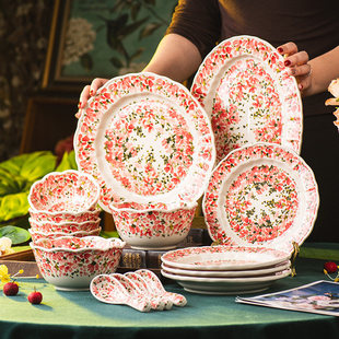 手绘波兰彩釉中彩餐具陶瓷家用高颜值饭碗汤碗面碗个人专用新款盘