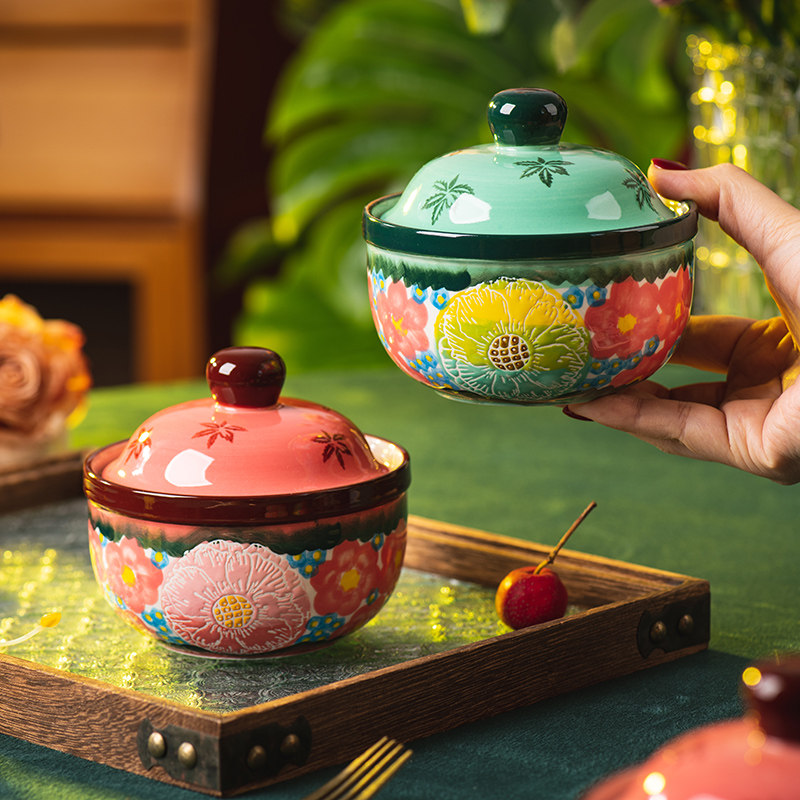 波兰手绘蒸鸡蛋碗碗甜品燕窝盅小炖盅家用瓦罐汤专用汤盅炖罐汤罐