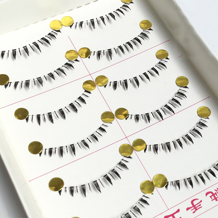 满包邮 批发台湾纯手工假睫毛下睫毛自然浓密K16透明梗10对