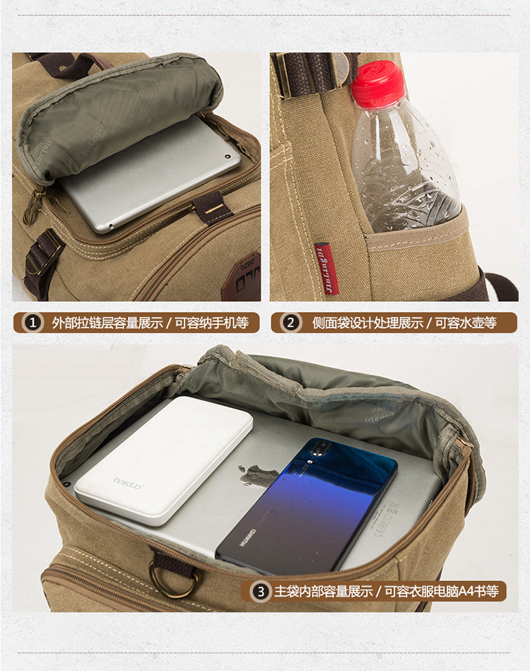 MULTIFUNCTIONAL BACKPACKS CANVAS BACKPACKS MENS AND WOMENS TRAVEL BAGS OUTDOOR CARRY-ON BACKPACKS TRAVEL BAGS HIKING BAGS