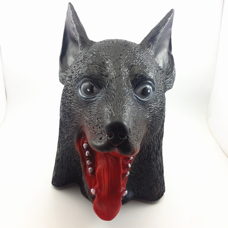 庙会热卖黑狗面具生肖狗头套仿真动物头套摄影年会派对表演道具