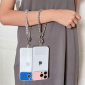 日韩ins小清新彩色珠珠手链手腕带手提链条链适用于手机壳DIY防丢防摔便携挂饰百搭少女心通用精美短款 手绳潮