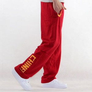 中国队男宽松篮球运动长裤卫裤 CHINA国家队休闲裤薄款长裤子红色