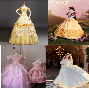 出租迪士尼在逃公主裙反串男扮女装搞笑爱丽儿白雪公主礼服长裙