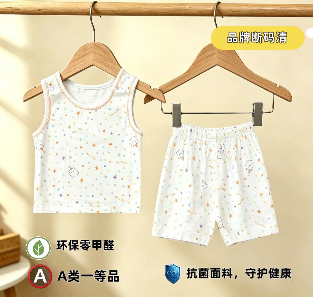 夏季纯棉幼儿背心短裤套装宝宝时尚内衣男女童游玩爬服外出服清仓