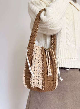 六织织Luckiki烧麦拼接水桶包单肩包手提包材料包 非成品