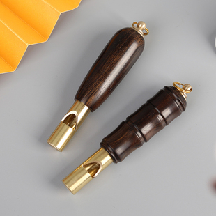 紫光檀木黄铜口哨户外露营求生儿童求救哨子旅游出行应急爬山装备