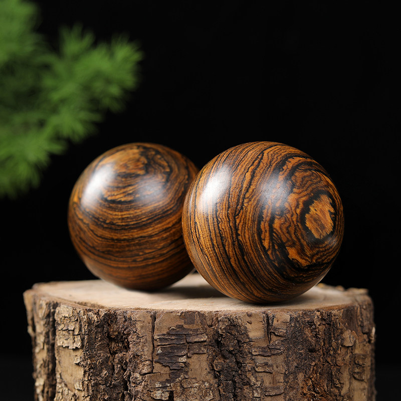 虎皮檀木健身球手握球黄花梨中老年保健球手球手玩按摩手转球把玩