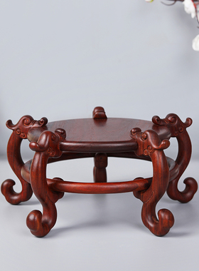 螭龙纹血檀复古原木底座