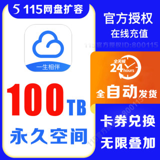 【自动发卡】115空间卡115网盘扩容100TB卡115云盘扩容卡100T永久