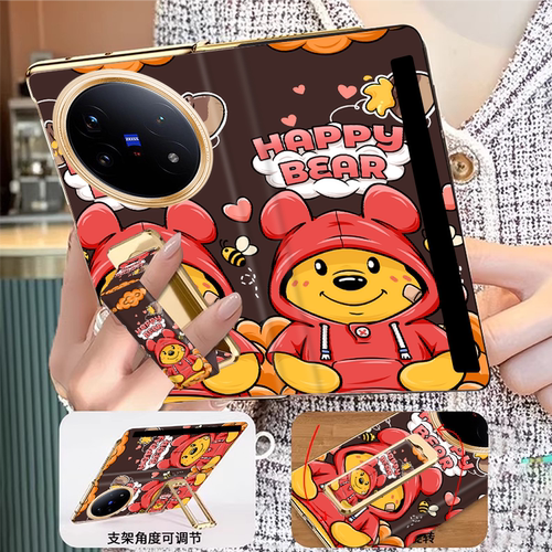 翻盖腕带支架vivoxfold6手机壳新款折叠屏xfold5维尼熊可爱女款xfold3动漫卡通高级感磁吸一体全包防摔