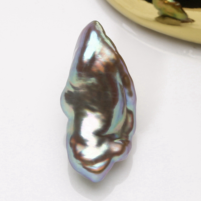 天然无核淡水keshi珍珠银蓝极光