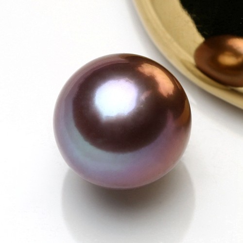 天然淡水珍珠近正圆天然色爱迪生
