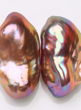 天然淡水异形巴洛克珍珠散珠妖紫色珍珠配对炫彩怪色石头耳钉BEG