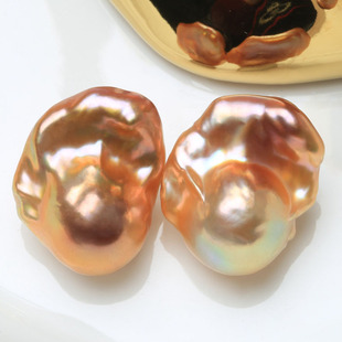 BOI 15MM天然淡水巴洛克珍珠配对牛油果鱼尾炫巴捡漏 小巴清仓