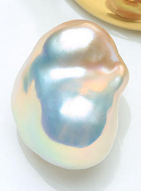 【极光蓝血巴】15MM天然淡水巴洛克珍珠白色冷光银蓝精选散珠BTJ