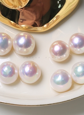 【喜马拉雅白雪马贝】天然淡水珍珠散珠配对冷极光白细胞蓝血BHI