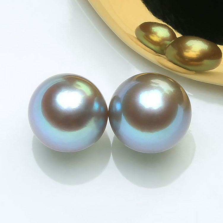 天然淡水珍珠真多麻铂金灰5A极光