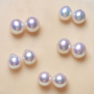 BIQ 毕业7mm独家天然淡水AKOYA珍珠镜面极光定制耳钉 小钢巴