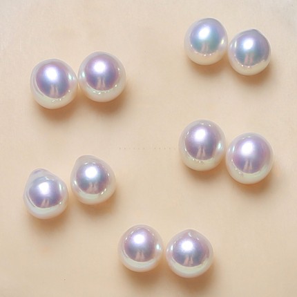 【小钢巴】毕业7mm独家天然淡水AKOYA珍珠镜面极光定制耳钉 BIQ