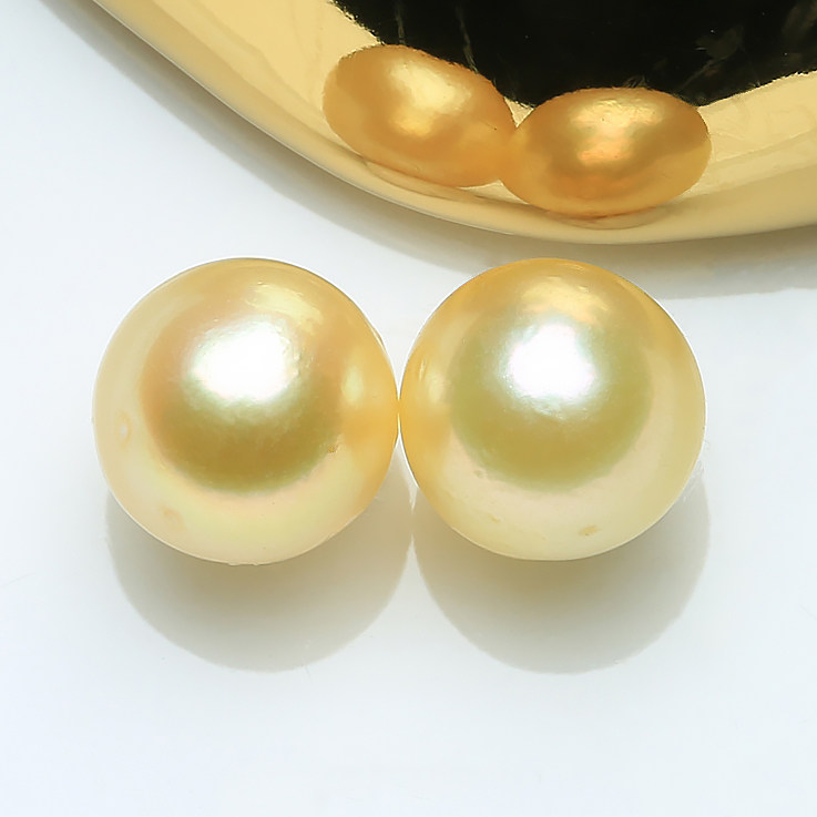 【南洋金珠清仓捡漏】近正圆天然色海水珍珠极光配对散珠呼吸孔瑕