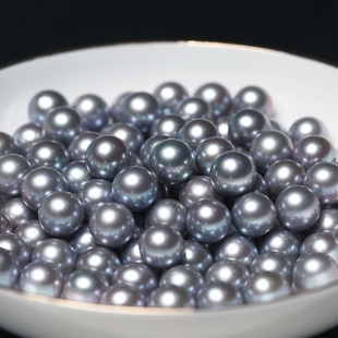 【无核真多麻】5A正圆天然淡水珍珠无暇或几乎无暇铂金灰极光散珠