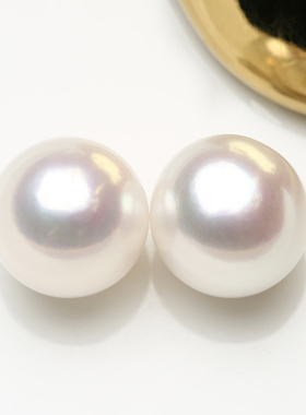 【无核5A大馒头珠配对】11mm天然淡水珍珠几乎无瑕极光白透彩BLA