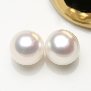 11mm天然淡水珍珠几乎无瑕极光白透彩BLA 无核5A大馒头珠配对