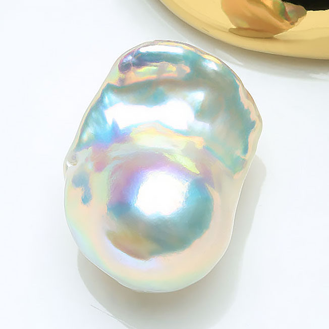天然淡水巴洛克珍珠白色冷光银蓝