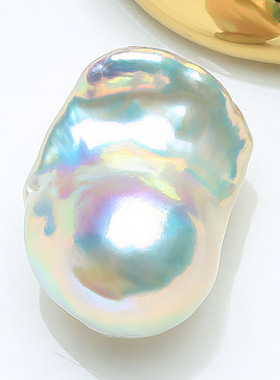 【极光蓝血巴】14MM天然淡水巴洛克珍珠白色冷光银蓝精选散珠BTI