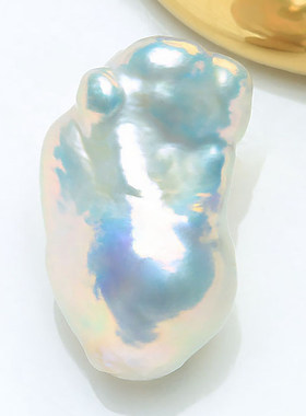 【极光蓝血巴】11MM天然淡水巴洛克珍珠白色冷光银蓝精选散珠BTF